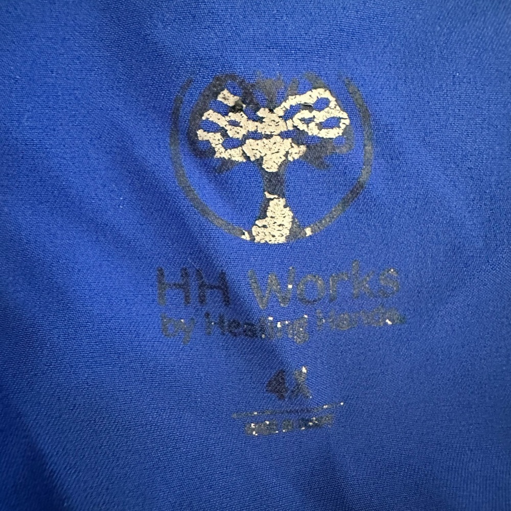 Healing Hands Women’s Royal Blue Scrub Top 4X Stretch - Picture 3 of 3